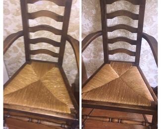 pair of antique rush chairs