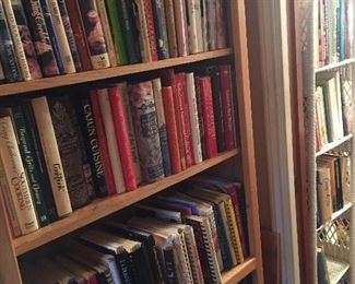 Wall filled with cookbooks-