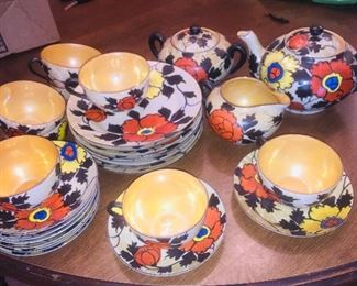 Pre war hand painted Japanese tea set for eight