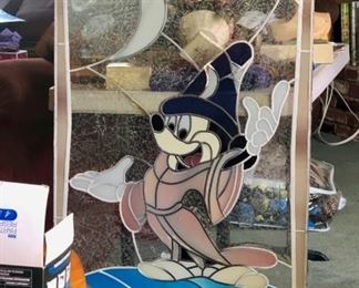 Disney Mickey . Mouse Fantasmic Costume Stained Glass Window Pane - currently on eBay