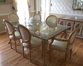 Pennsylvania Dining Table and 6 French Style Chairs