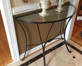 Glass and Metal Demi Lune Table