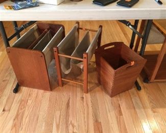 PBJ Moblrer MID CENTURY TABLE AND MAGAZINE RACKS AND TRASHCAN