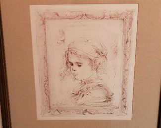 Edna Hibel Lithograph  Framed signed by Artist