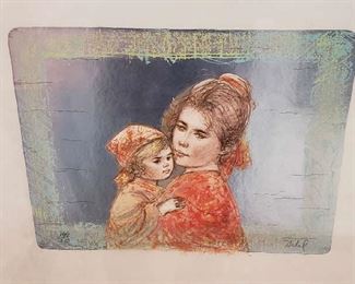 Edna Hibel Lithograph Framed & Signed by Artist
