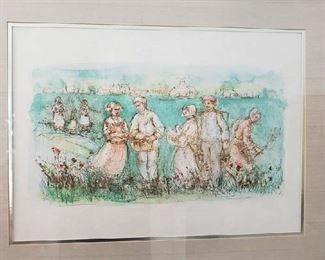 Edna Hibel Lithograph Framed & Signed by Artist