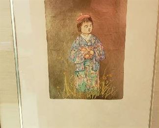 Edna Hibel Lithograph Framed & Signed by Artist