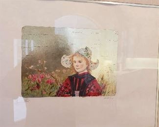 Edna Hibel Lithograph Framed and Signed by Artist