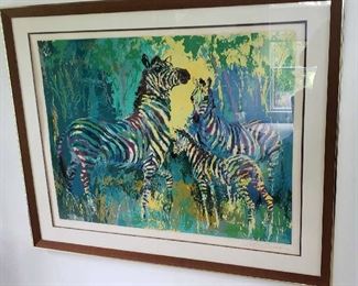 LeRoy Neiman" Zebra Family 1978" Serigraph Framed & Signed by Artist