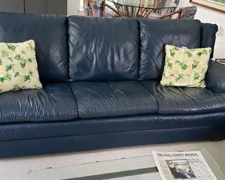Blue Leather Sofa