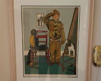 Norman Rockwell "Can't Wait" Framed Scouts Scouting Wall Art