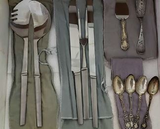 Austria Stainless Salad and Carving Set  & Sterling Spoons