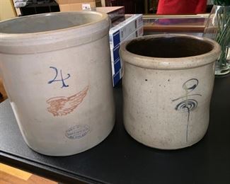 Redwing Crocks: Large Wing 4, Salt Glaze 2