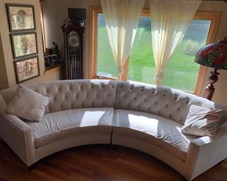 Cream Curved Tufted Sofa