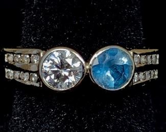 Aquamarine and Diamond set in 14k White Gold