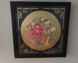 One of four hand painted Japanese origami paper artworks.
