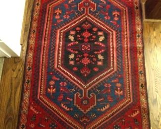 Vintage hand woven, Persian Malayer rug, 100% wool face, measures 4' 7" x 6'  8".