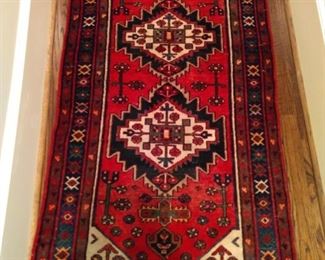 Vintage hand woven, Persian Yazd rug, 100% wool face, measures 3' 4" x 5' 2".