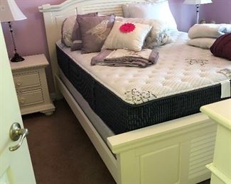 Queen white wood bedroom set. Original cost $3000