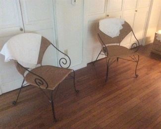 Wicker and iron chairs