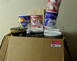 Lot Of Decorative Gallon Tin Cans