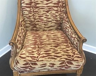 Red zebra Baker arm chair