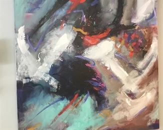 Abstract done by living artist, Peter, Professor, 48” x 50”