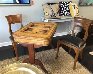 Rare Maitland & Smith game table & leather chairs
