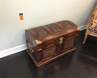 Indian carved and inlaid trunk 