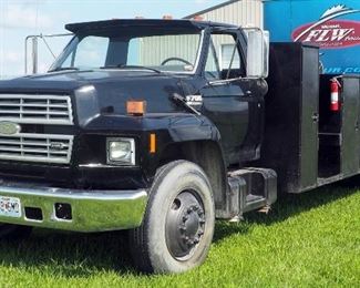 1987 Ford F700 Truck, VIN # 1FDXT74P3HVA40542, Miles On Odometer 205,914 Truck Had Total Overhaul at 185,000 Miles, Steering Knuckle Replaced 2014