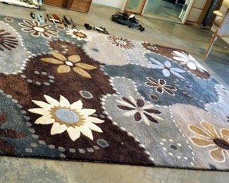 8' X 10' Contemporary Star Burst And Floral Hand-Cut Pile Area Rug