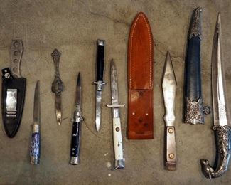 Knife Collection Including Switch Blades, Daggers, Letter Openers And More Qty 8