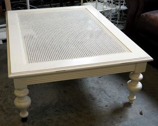 Oversized Solid Wood Coffee Table With Woven Top, 17" x 49" x 37"