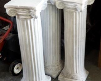 Cast Plaster Decorative Columns, Qty 3, 36" Tall