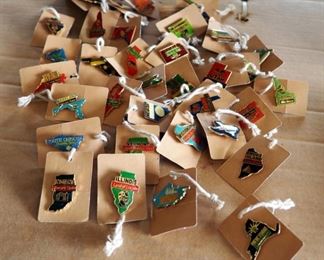 Collectable 14K Gold Trim State Pins, Approx Qty 40