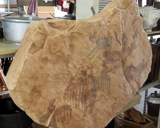 Cast Plaster Southwest Art Mural And Authentic Cow Skull, 32" x 43"