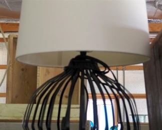 Contemporary Black Steel Ribbon Lamp, 22" Tall
