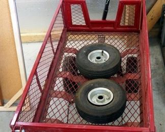 Rolling Metal Shop Cart With Handle, 6 Pneumatic Tires, 40' X 40.5" X 20.5"