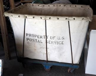 Rolling Metal Framed Canvas Mail Sorting Cart 36.5" X 44.5" X 32.5'