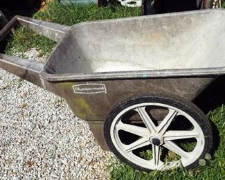 Rubbermaid 2 Wheel Solid Tire,Garden Cart 31' X 46.5" X 22" With Assorted Totes And Garden Tarps, Qty 2