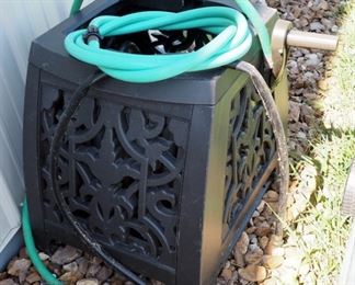 Hose Reel Assortment Including Wall Mount Rolling Cart And Decorative Winder Total Qty 3