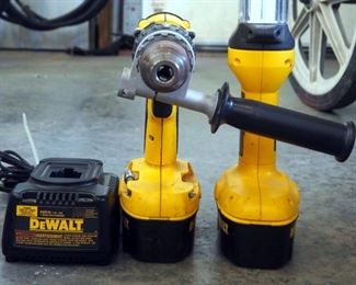Dewalt Cordless Drill/Driver Model DC987,DeWalt 18V Floroursent Area Light Model DC527,Includes Battery Charger And 2 18V Batteries
