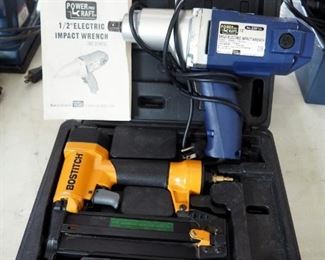 Power Pro-Craft 1/2" Electric Impact Wrench And Bostitch Pneumatic Brad Stapler Model SB-1850BN Includes Carrying Case