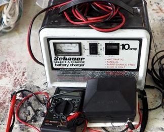 Schauer 10 Amp Battery Charger And Micronta Multi-tester And GB Instrument Multi-meter