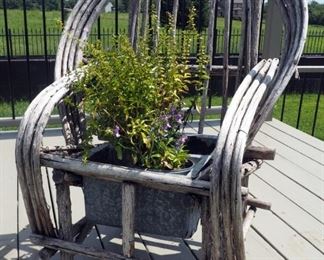 Woven Willow Chair Converted to Planter