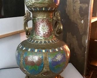 Antique cloisonne Chinese vase