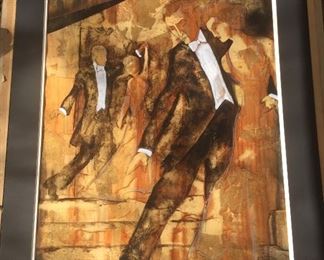 O'Connor original painting 'Dance' with papers