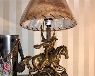 Western horse & rider lamp 