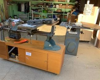 Table saw. Wood lathe. Band saw.