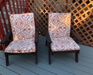 Outside wood chairs with cushions 